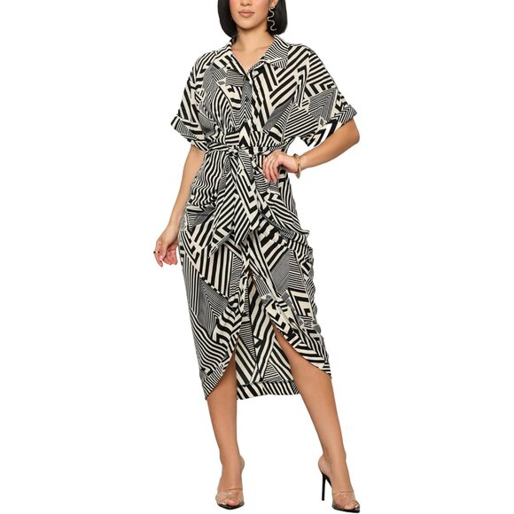 Women's Ruched Button Down Shirt Dress Short Sleeve Maxi Summer Casual - Picture 1 of 7